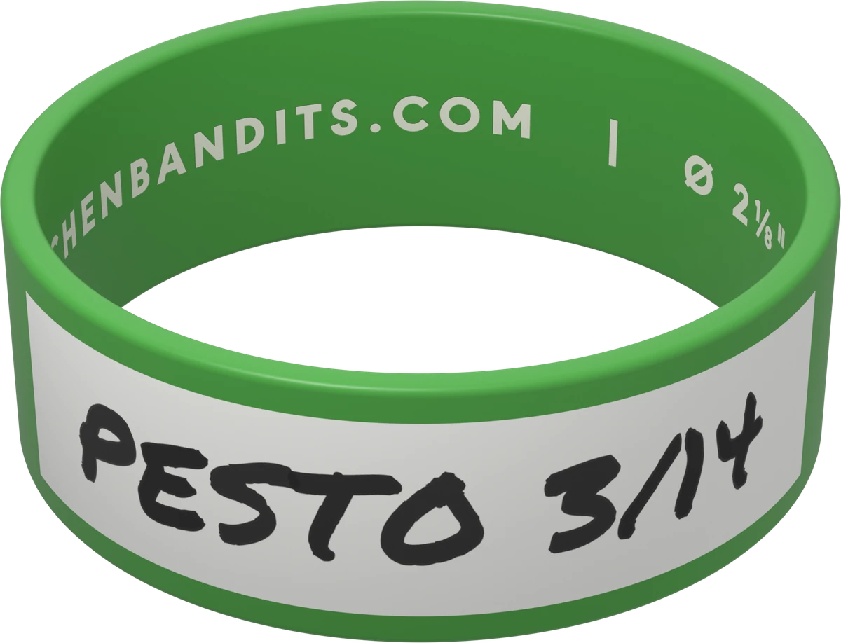 Green Kitchen Bandits band, hand-labeled PESTO 3/14